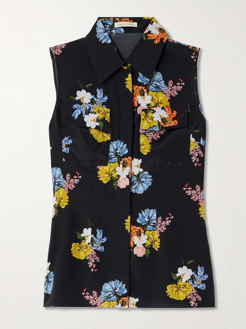 Emilia Wickstead Navanne Floral-print Silk Crepe De Chine Blouse