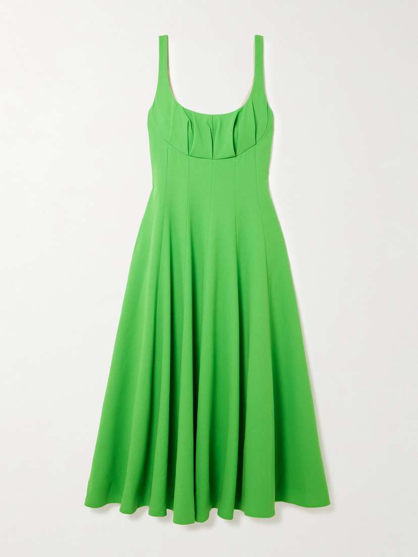 Emilia Wickstead Collins Pleated Paneled Wool-crepe Midi Dress