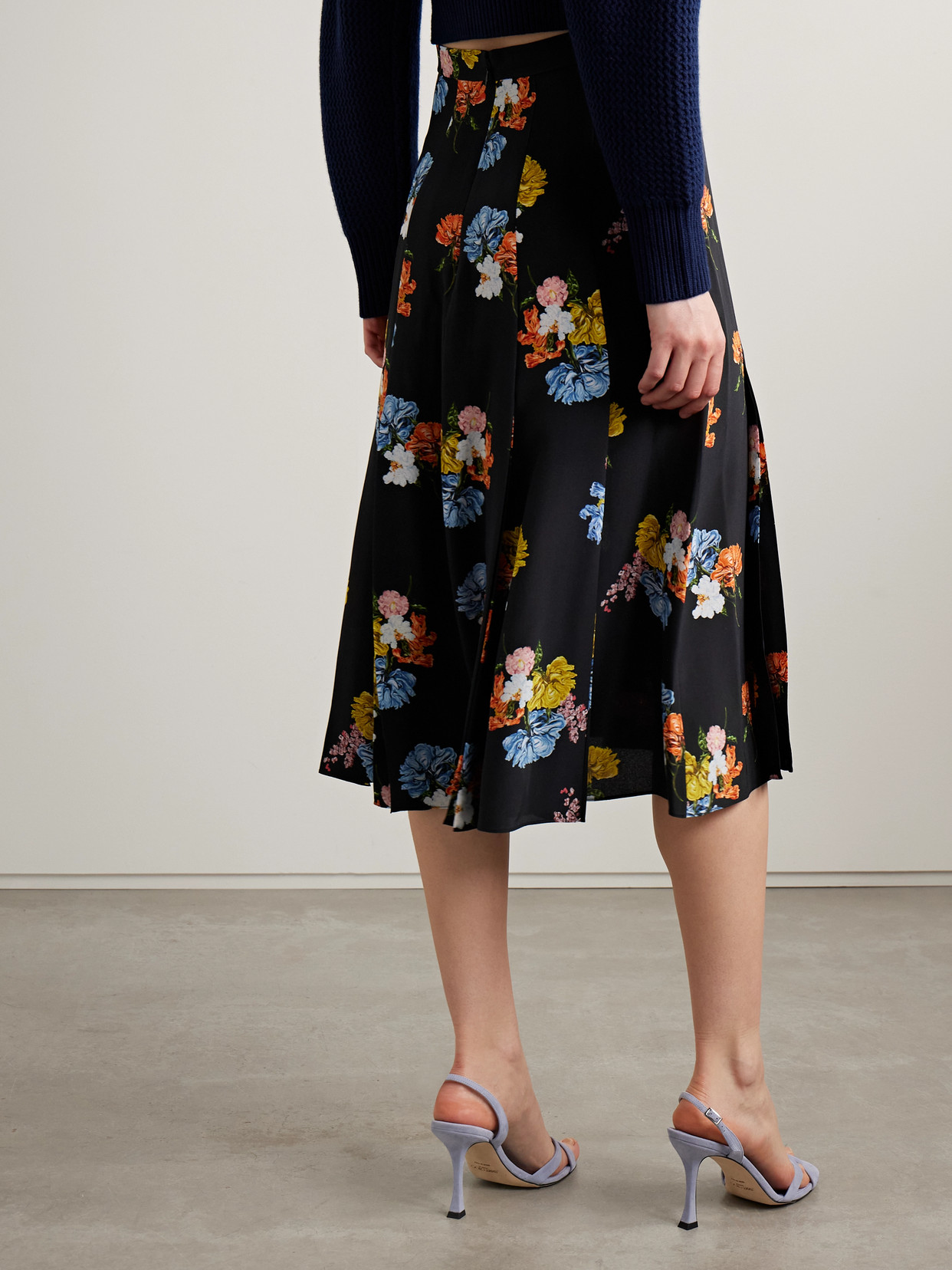 Emilia Wickstead Kenzie Floral-print Silk Crepe De Chine Skirt