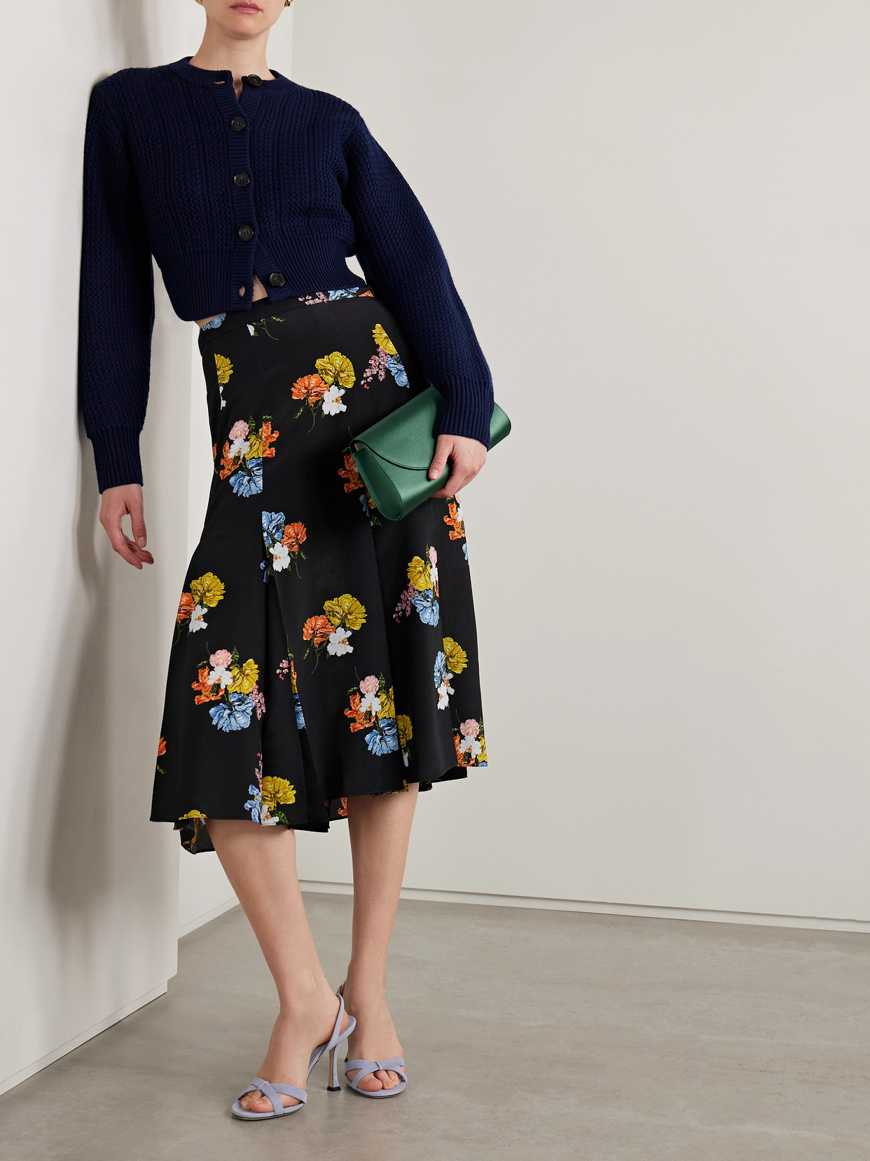 Emilia Wickstead Kenzie Floral-print Silk Crepe De Chine Skirt