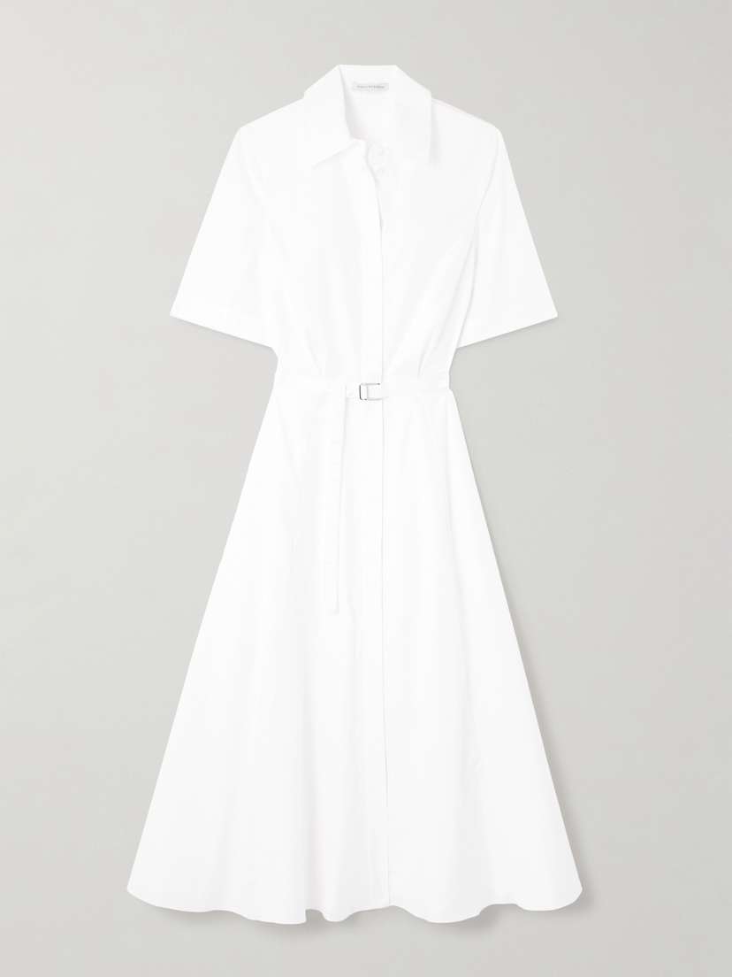 Emilia Wickstead Rubie Belted Pintucked Cotton-poplin Midi Shirt Dress