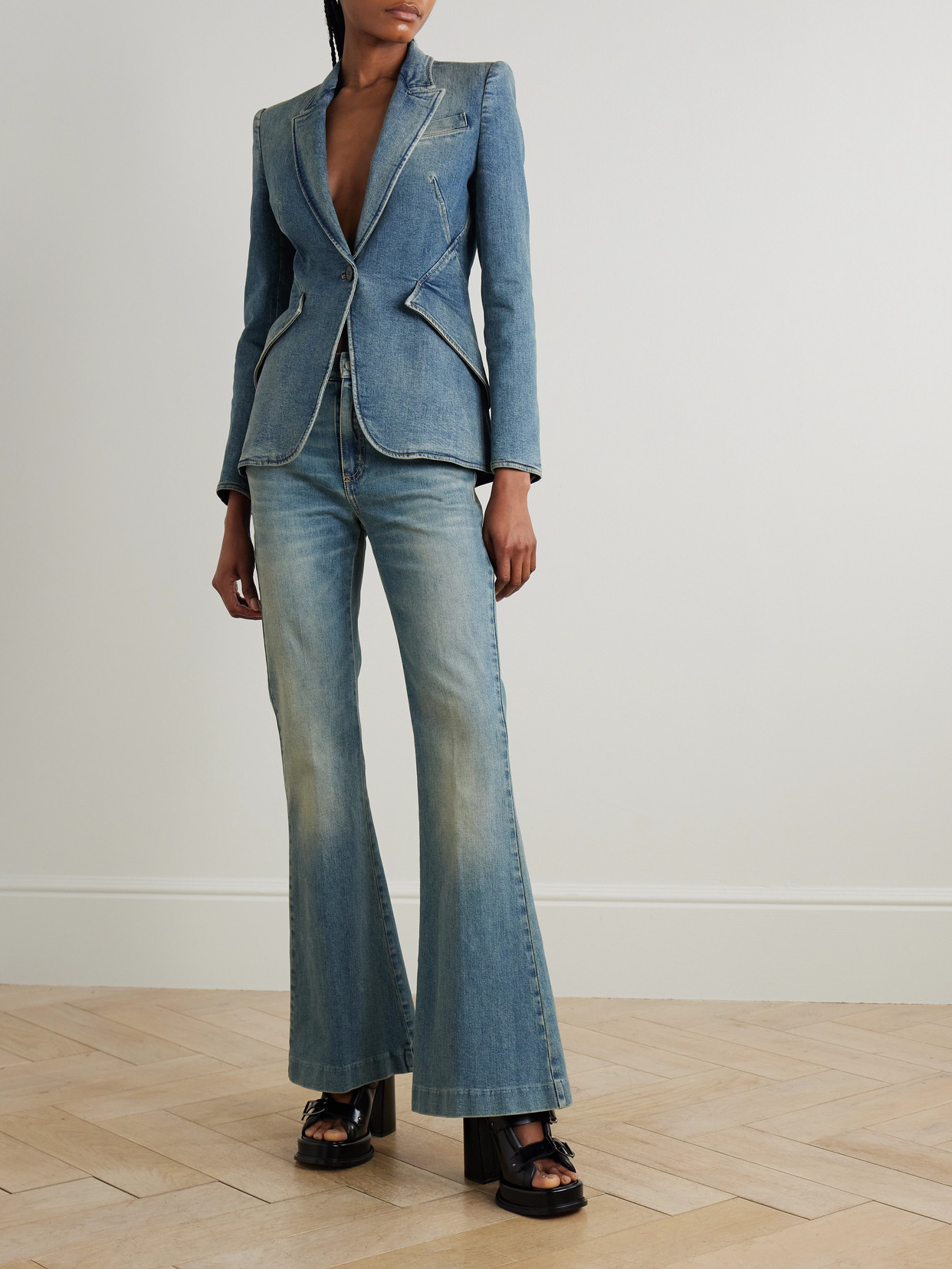 Alexander Mcqueen High-rise Boot-cut Jeans In Blue