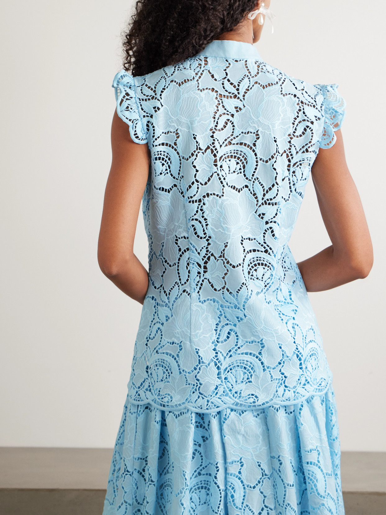 Ruffled Broderie Anglaise Poplin Blouse