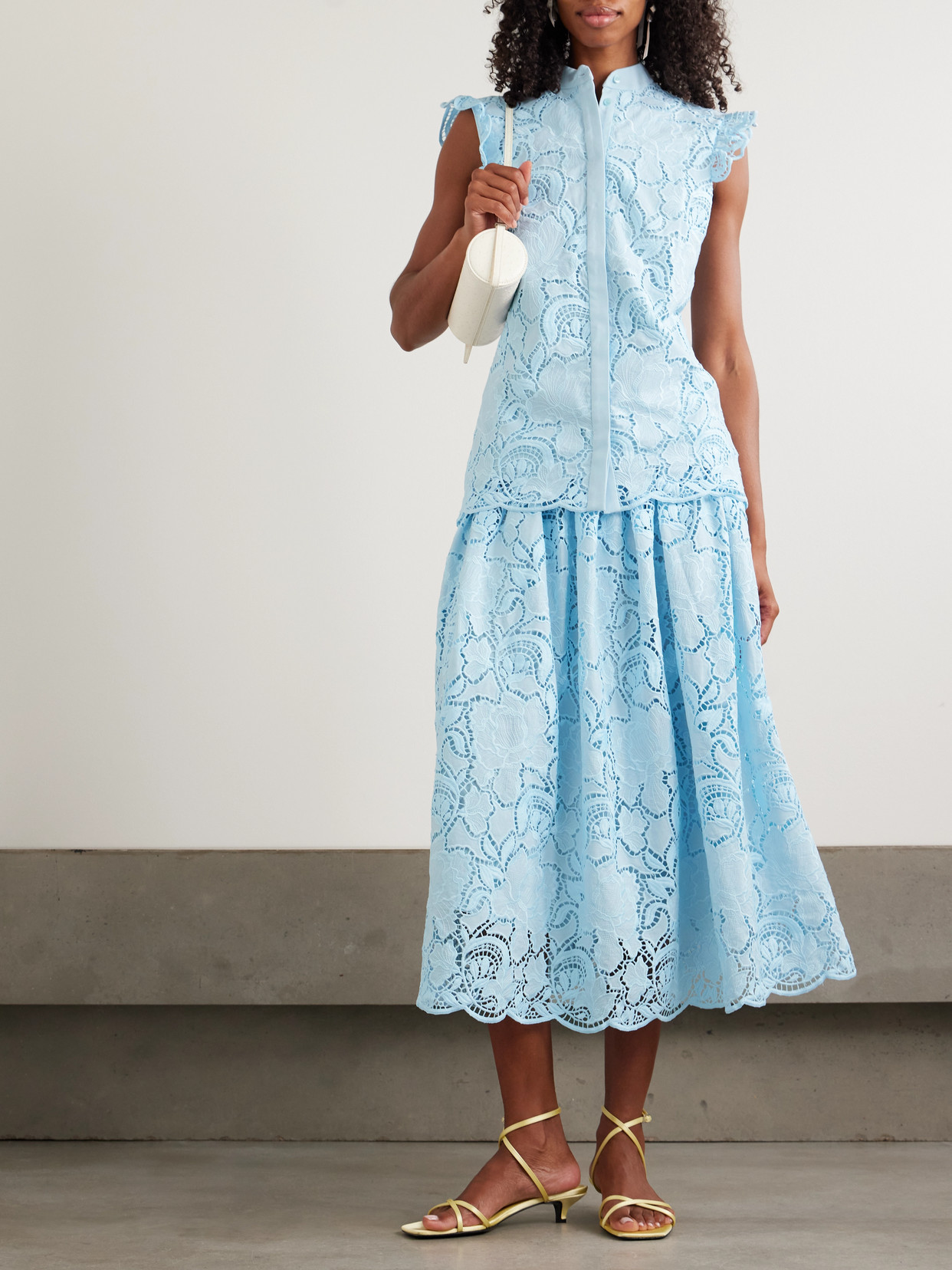 Ruffled Broderie Anglaise Poplin Blouse