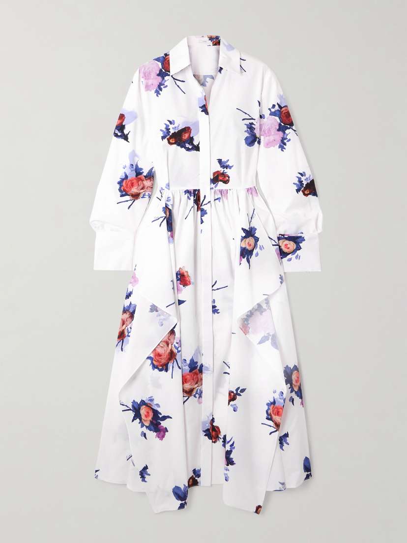 Erdem Floral-print Cotton-poplin Midi Shirt Dress