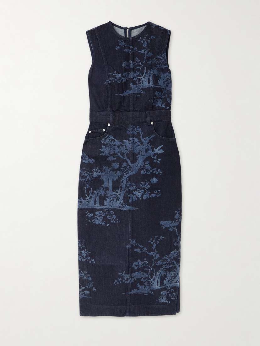 Erdem Printed Denim Midi Dress