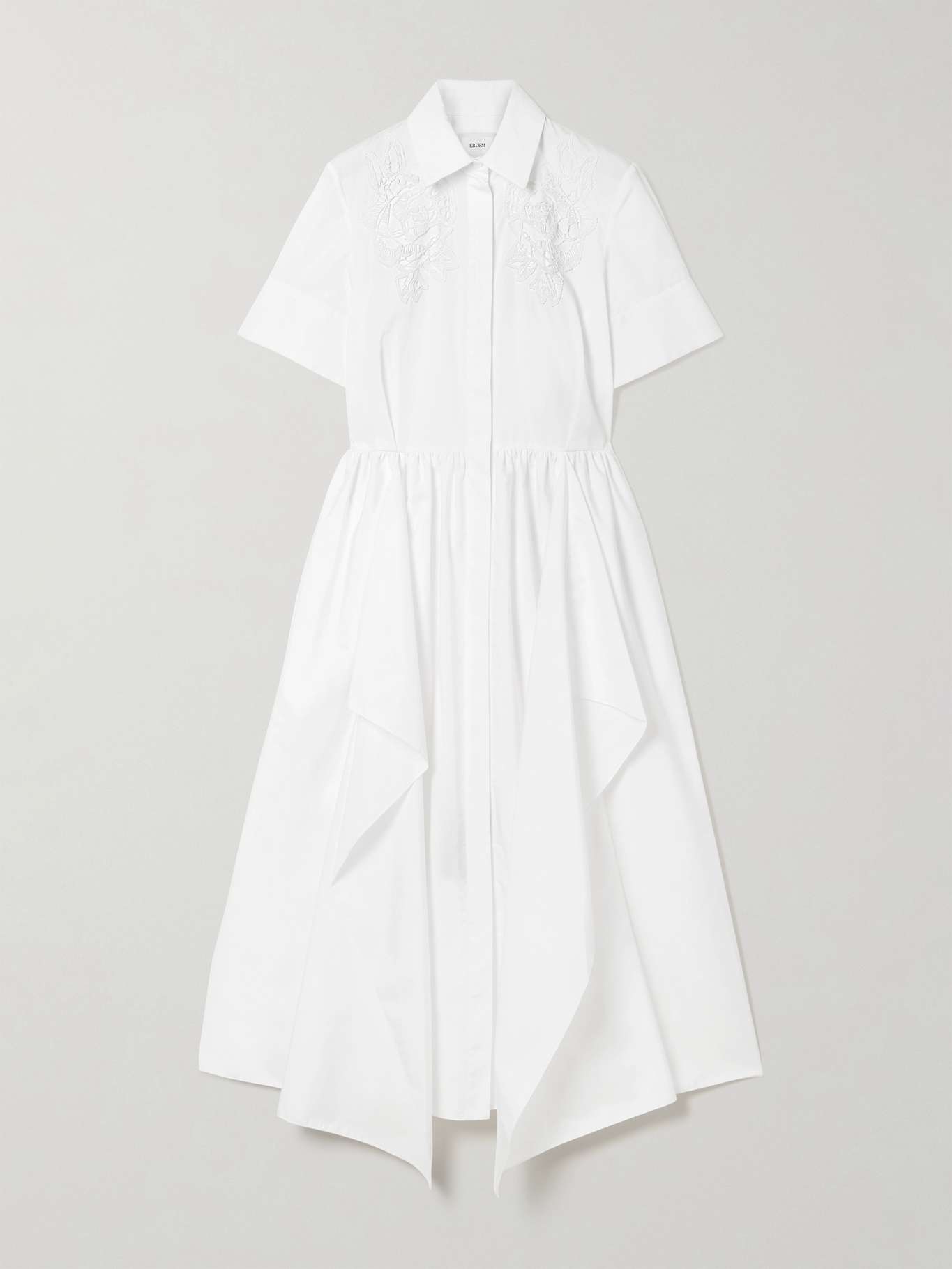 Women Embroidered Gathered Midi Dress