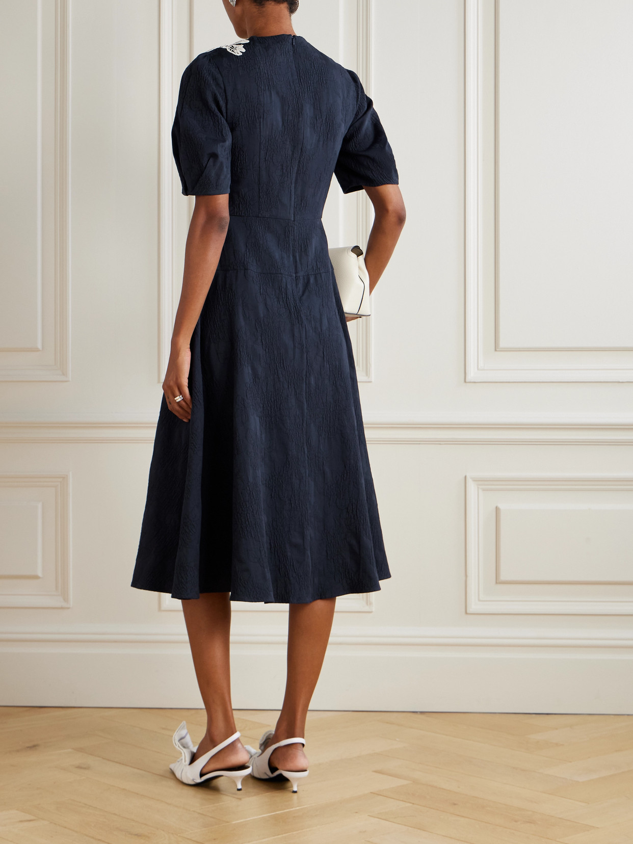 knee length dresses for ladies ERDEM: Short Sleeve Midi Shirt Dress main image 0