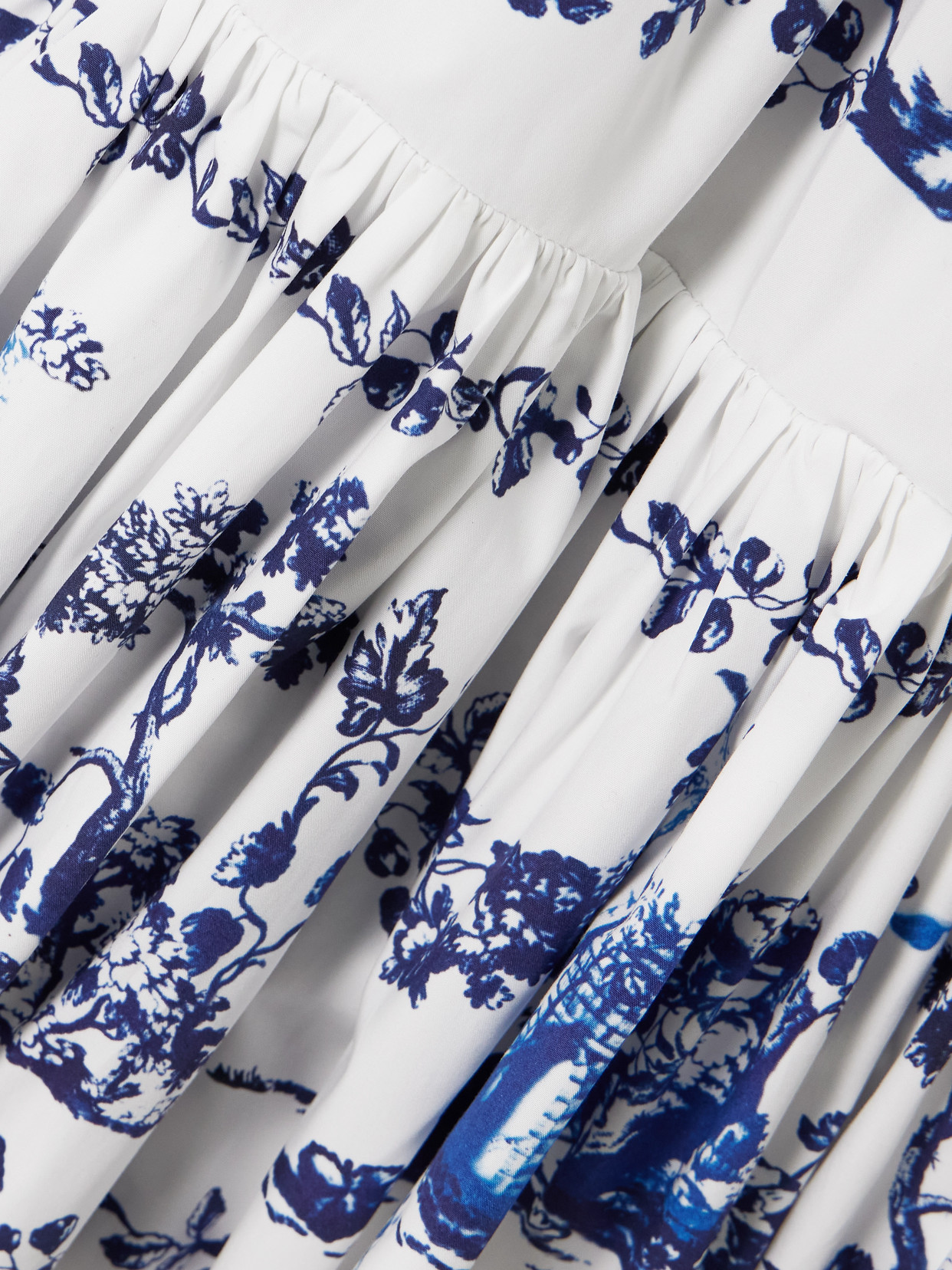 Erdem Tiered Floral-print Cotton-poplin Midi Dress In Blue