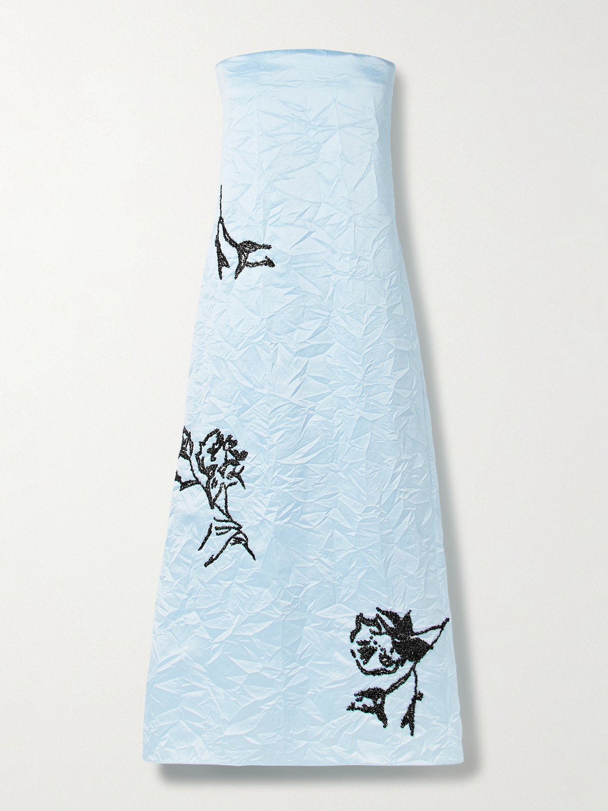 Erdem Strapless Embellished Crinkled-satin Midi Dress In Blue