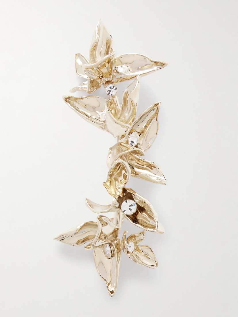 Erdem Flower Gold-tone Crystal Brooch