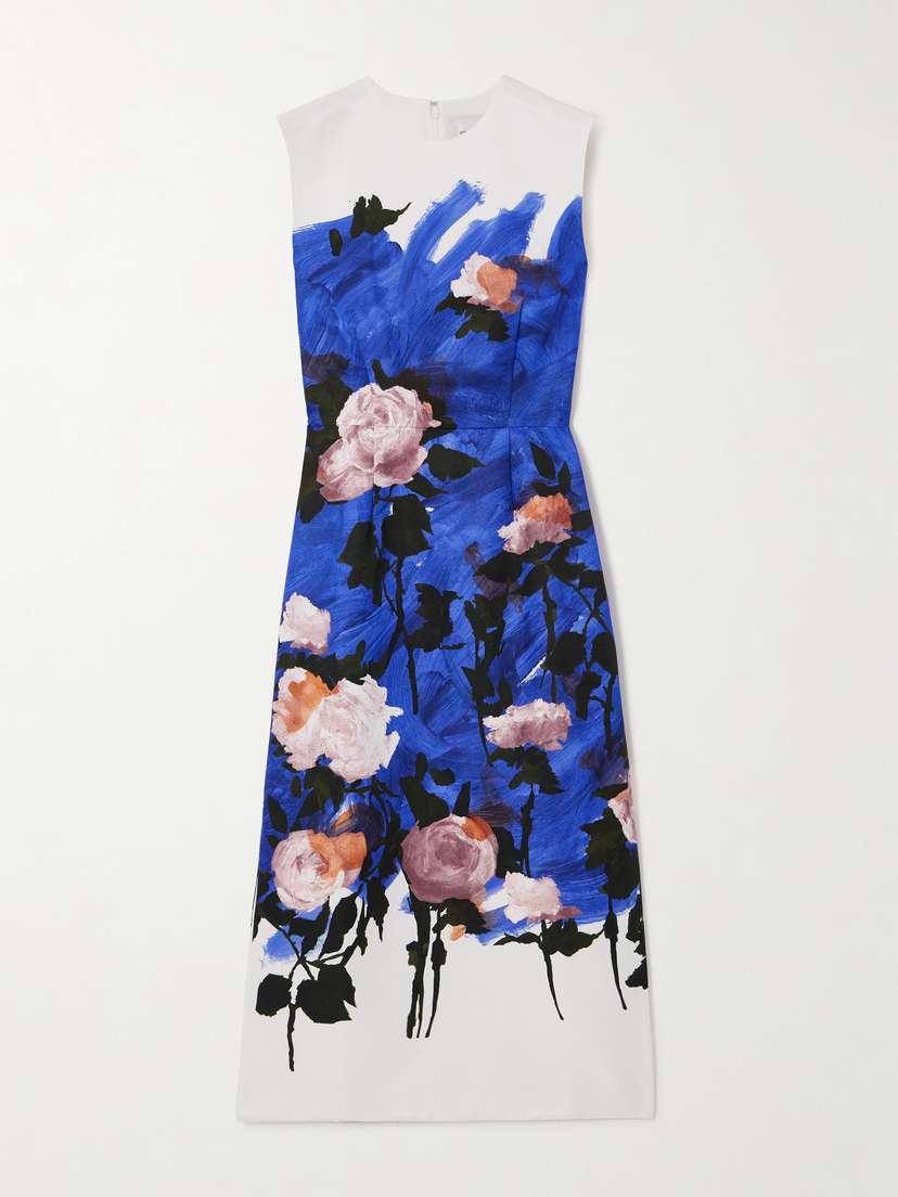 Erdem Printed Cotton-blend Faille Midi Dress