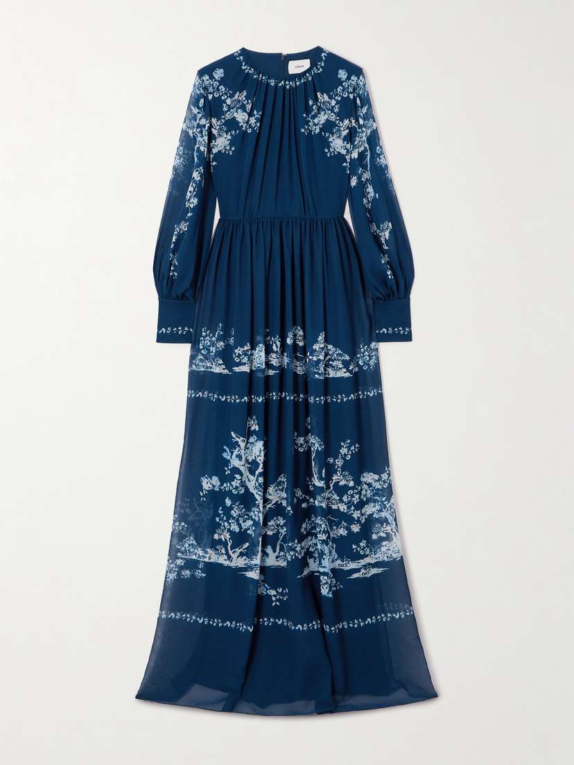 Erdem Printed Silk-voile Gown