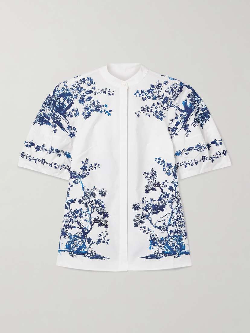 Erdem Printed Cotton-poplin Blouse