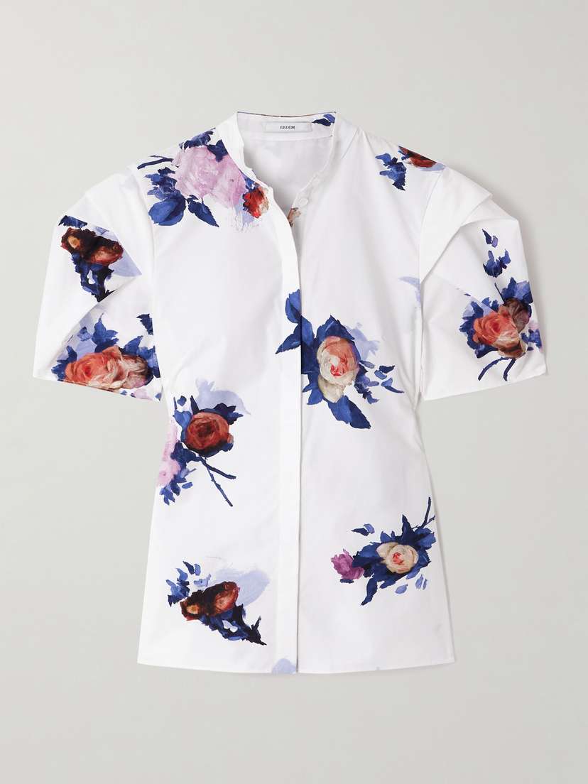 Erdem Floral-print Cotton-poplin Blouse