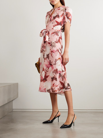 Erdem Belted gathered floral-print silk-voile midi dress