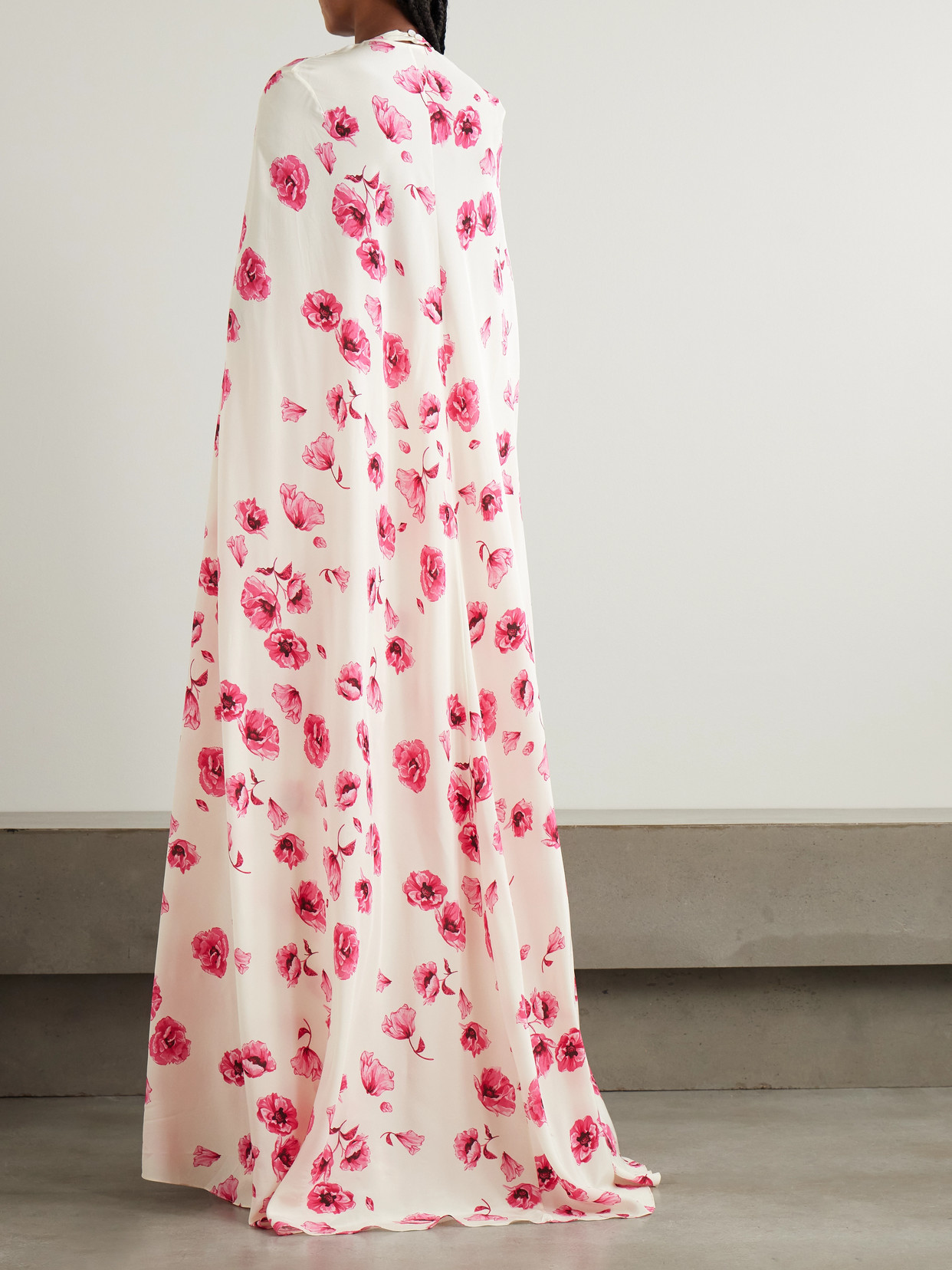 Clarette Floral-Print Silk Crepe De Chine Cape