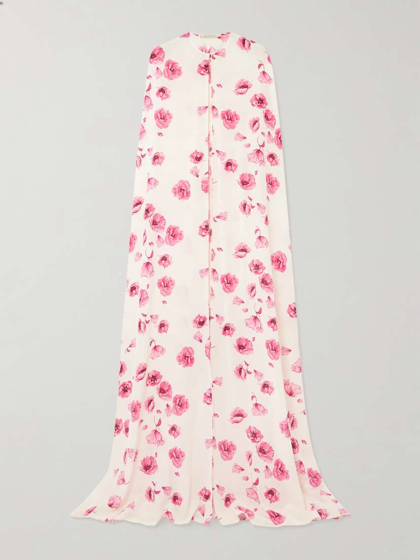 Emilia Wickstead Clarette Floral-print Silk Crepe De Chine Cape