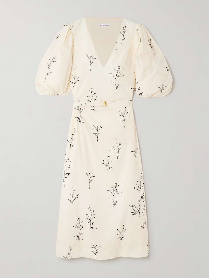 Altuzarra Corrie Belted Printed Cotton-poplin Midi Dress