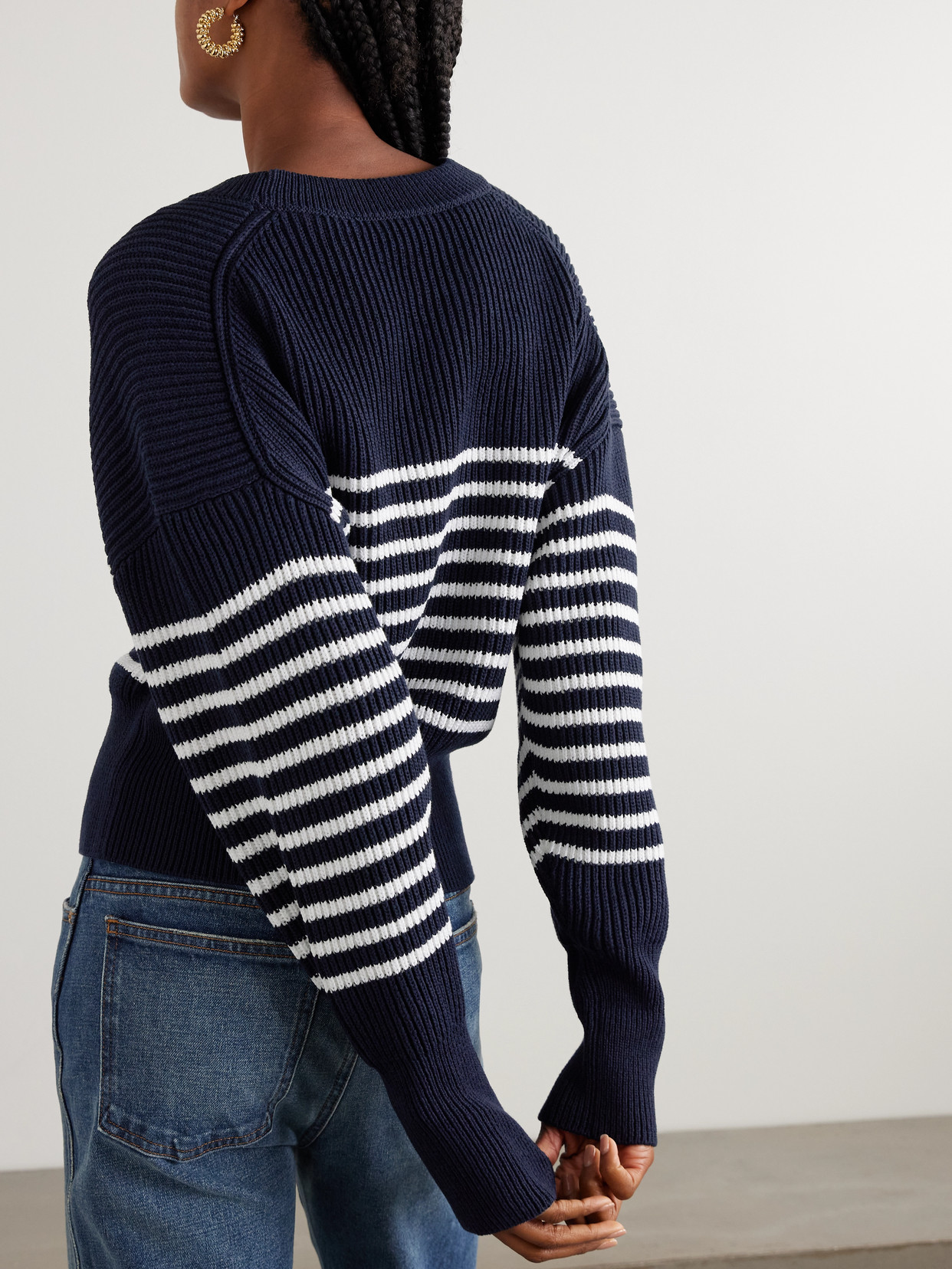 Tanessa Striped Ribbed Cotton Sweater