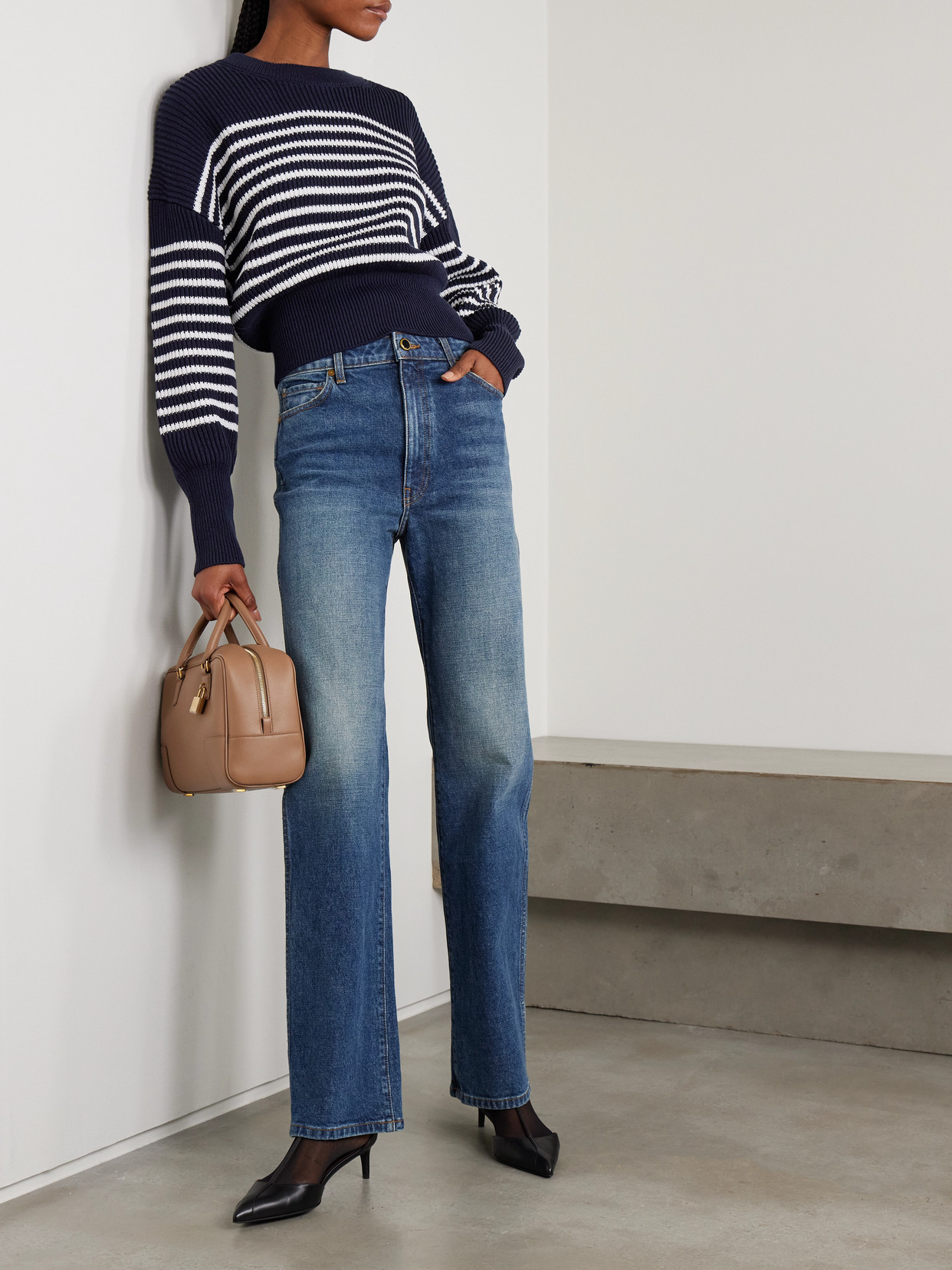 Tanessa Striped Ribbed Cotton Sweater