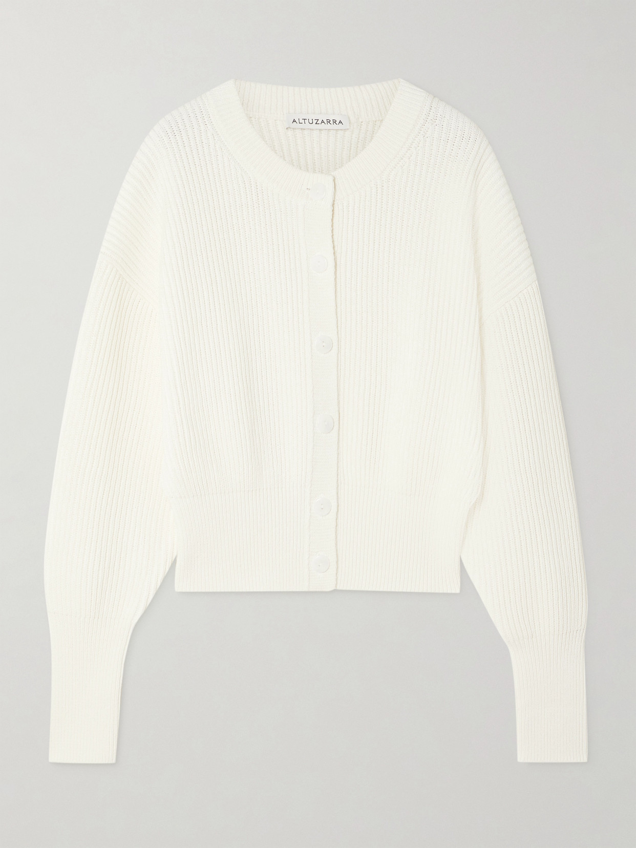 Altuzarra Cliff Ribbed Cotton Cardigan In White