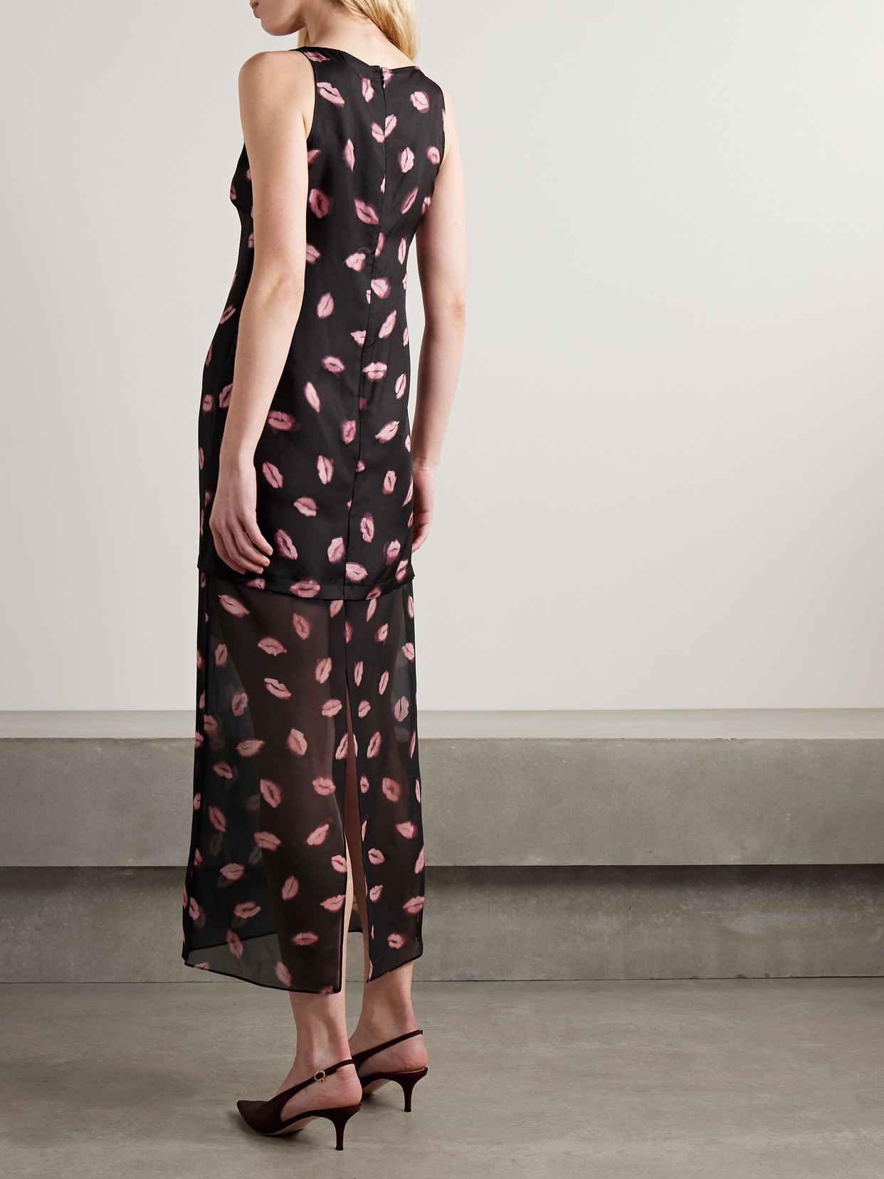 Altuzarra Katrin Layered Printed Silk-twill And Chiffon Midi Dress In Black