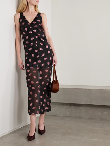 Altuzarra Katrin layered printed silk-twill and chiffon midi dress
