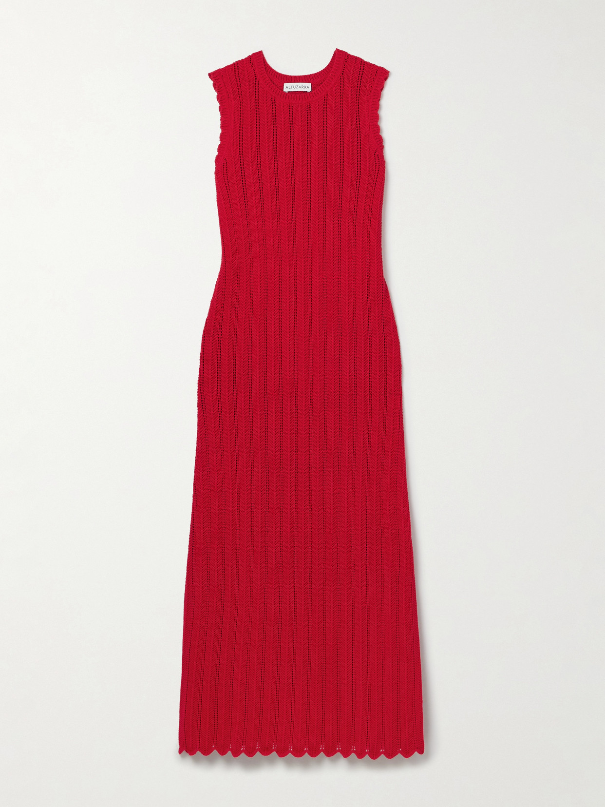Altuzarra Sissi Ribbed Open-knit Organic Cotton Midi Dress In Red