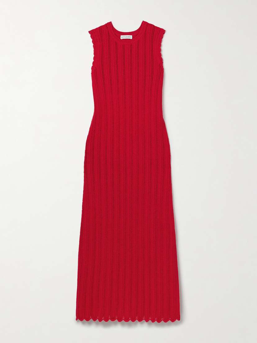 Altuzarra Sissi Ribbed Open-knit Organic Cotton Midi Dress