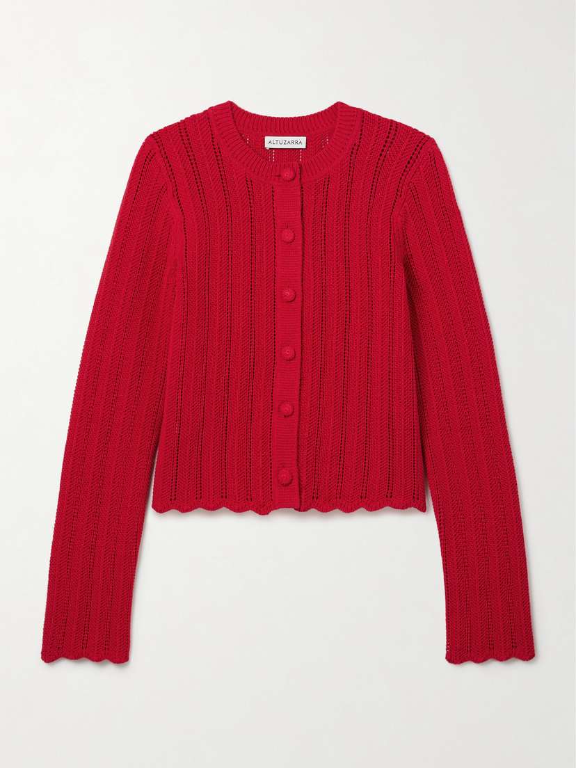 Altuzarra Mariette Ribbed Open-knit Organic Cotton Cardigan