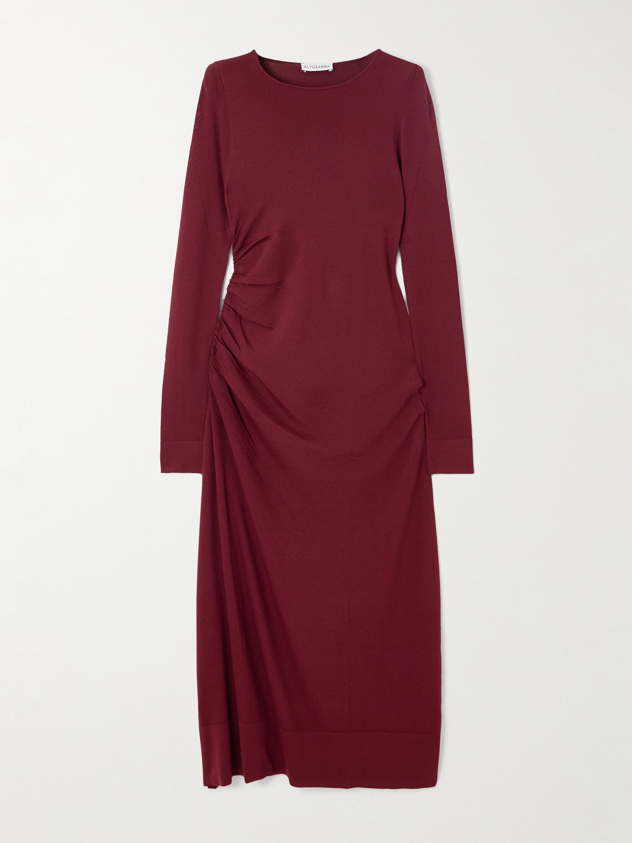Altuzarra Robb Ruched Knitted Midi Dress In Red