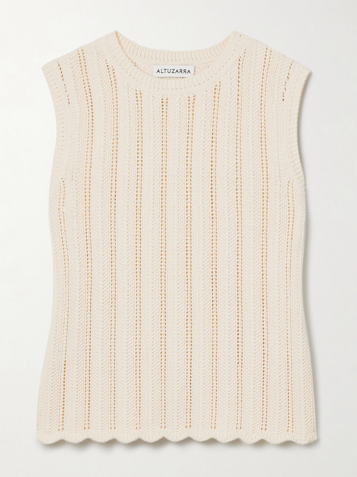 Altuzarra Zabou Ribbed Open-knit Organic Cotton Top In Neutral