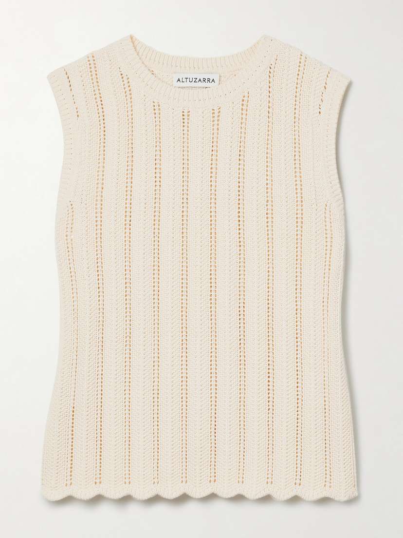 Altuzarra Zabou Ribbed Open-knit Organic Cotton Top