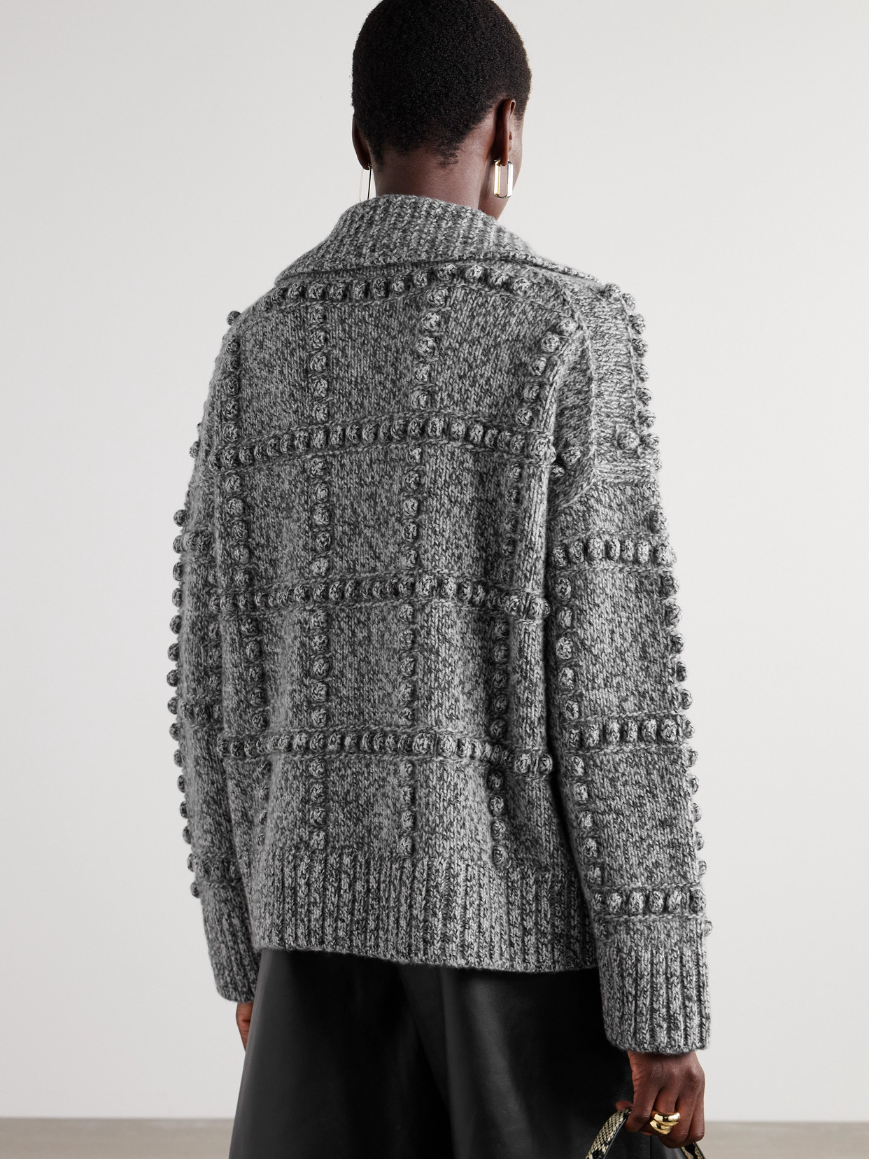 Altuzarra Mitch Textured Merino Wool Polo Sweater In Gray