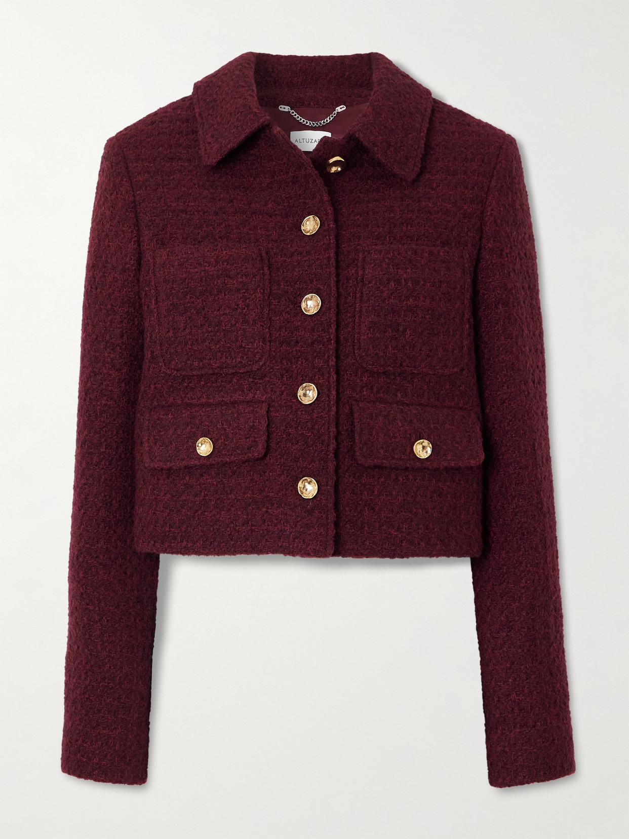 Altuzarra Astley Tweed Single-breasted Jacket In Burgundy