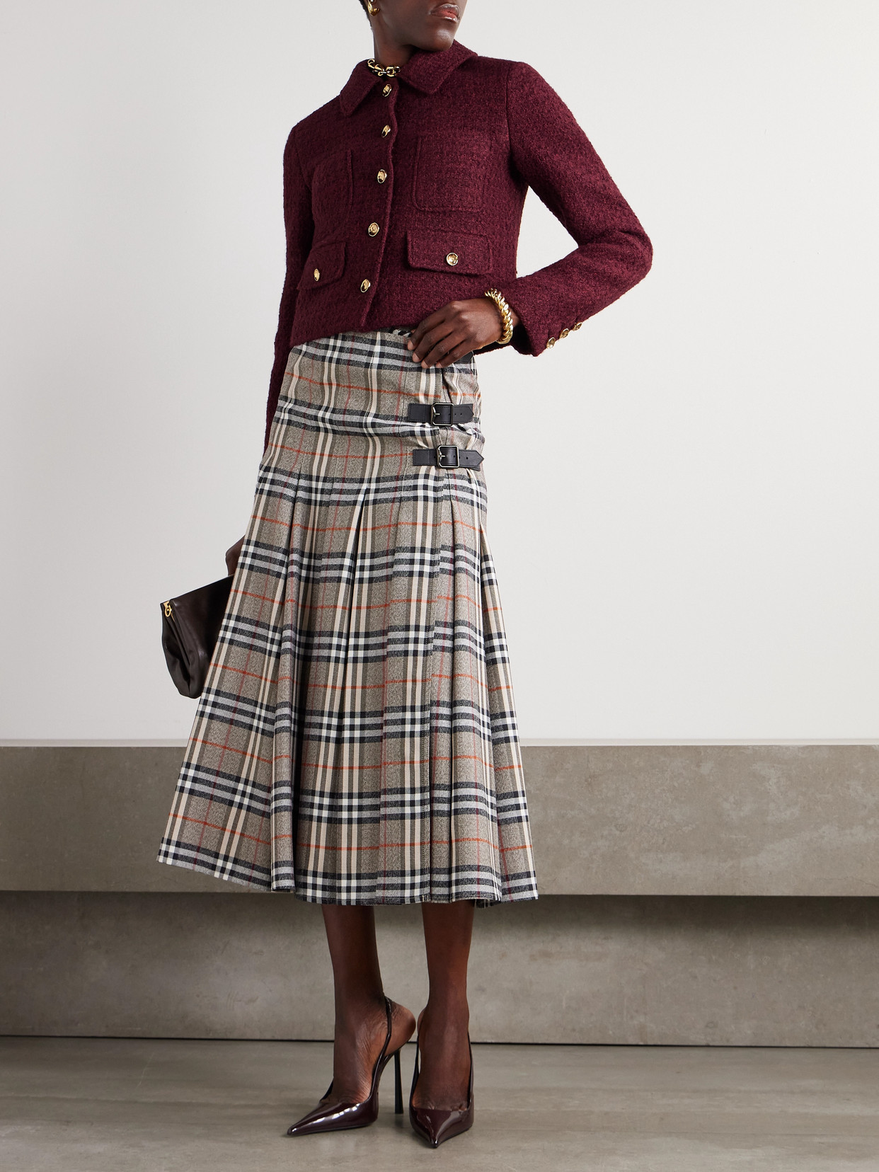 Altuzarra Astley Tweed Single-breasted Jacket In Burgundy