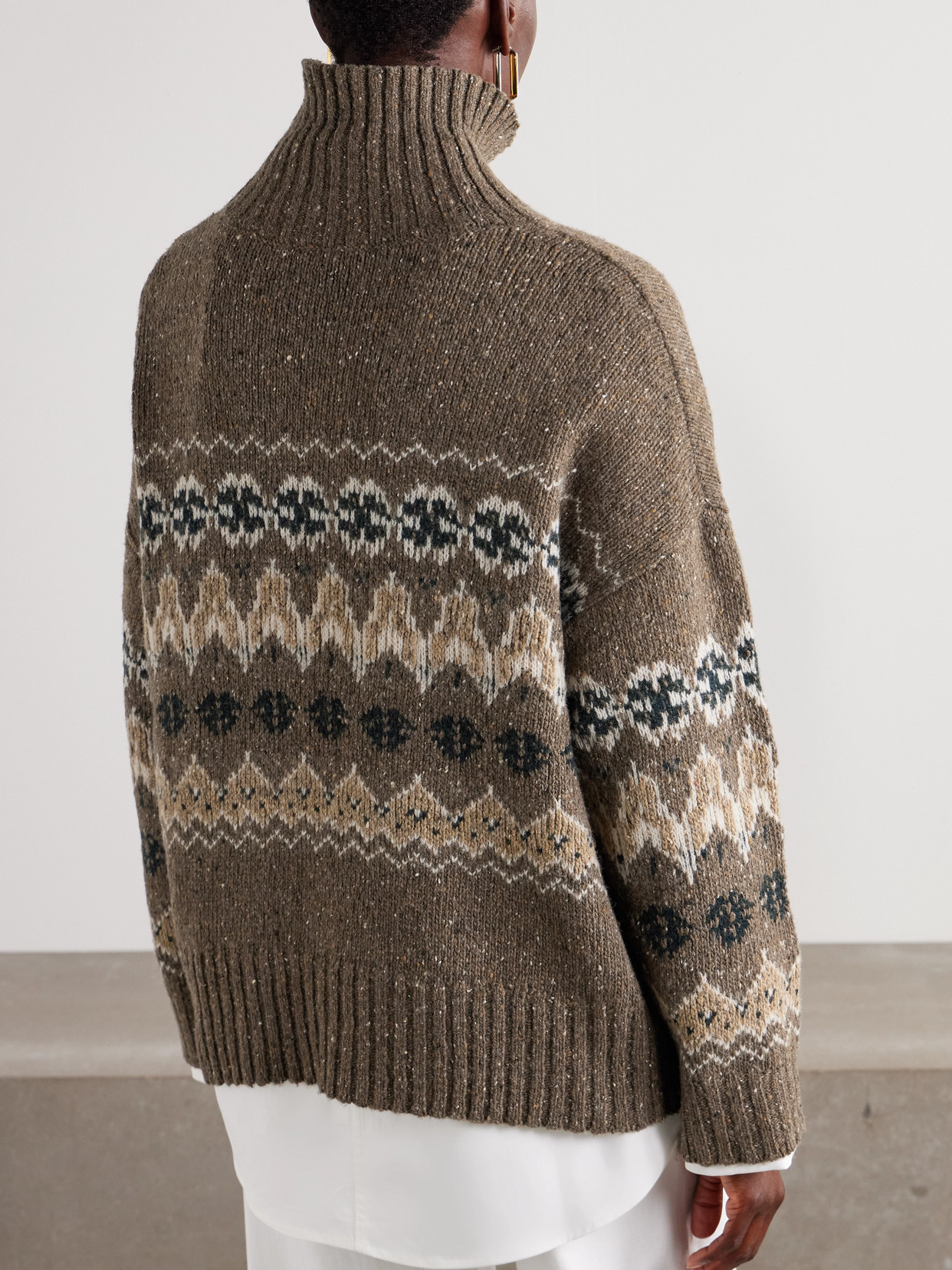 Altuzarra Cecie Fair Isle Wool-blend Turtleneck Sweater In Brown