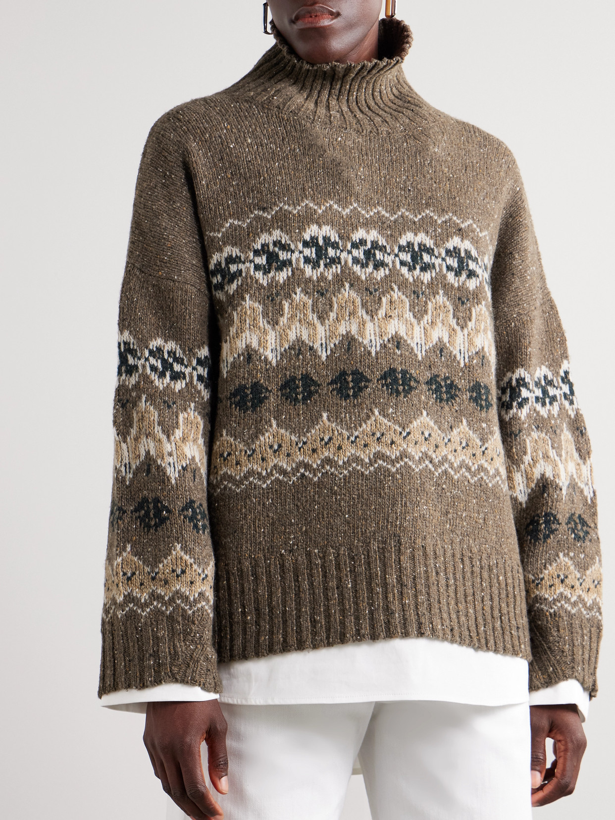 Altuzarra Cecie Fair Isle Wool-blend Turtleneck Sweater In Brown
