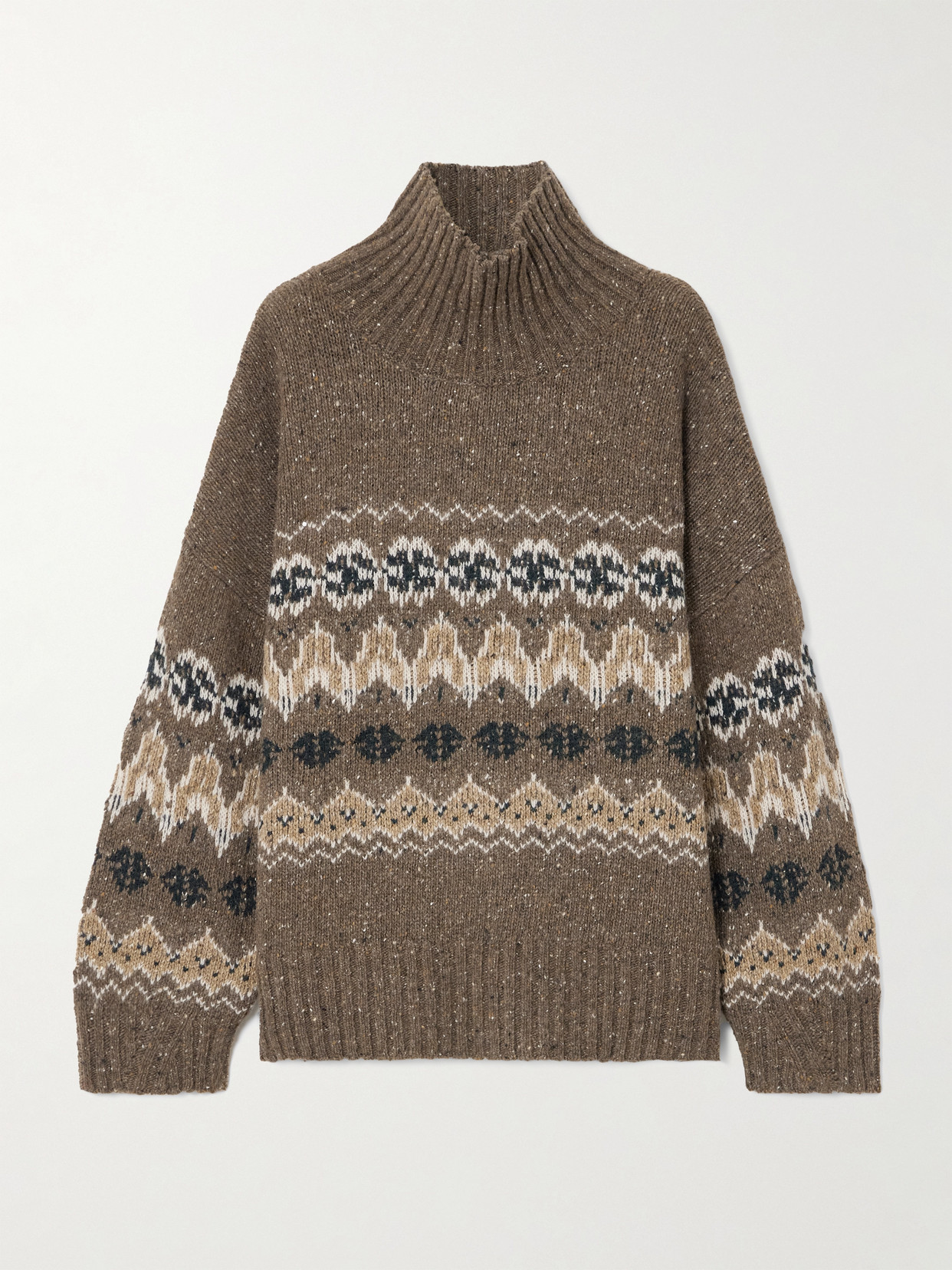 Altuzarra Cecie Fair Isle Wool-blend Turtleneck Sweater In Brown