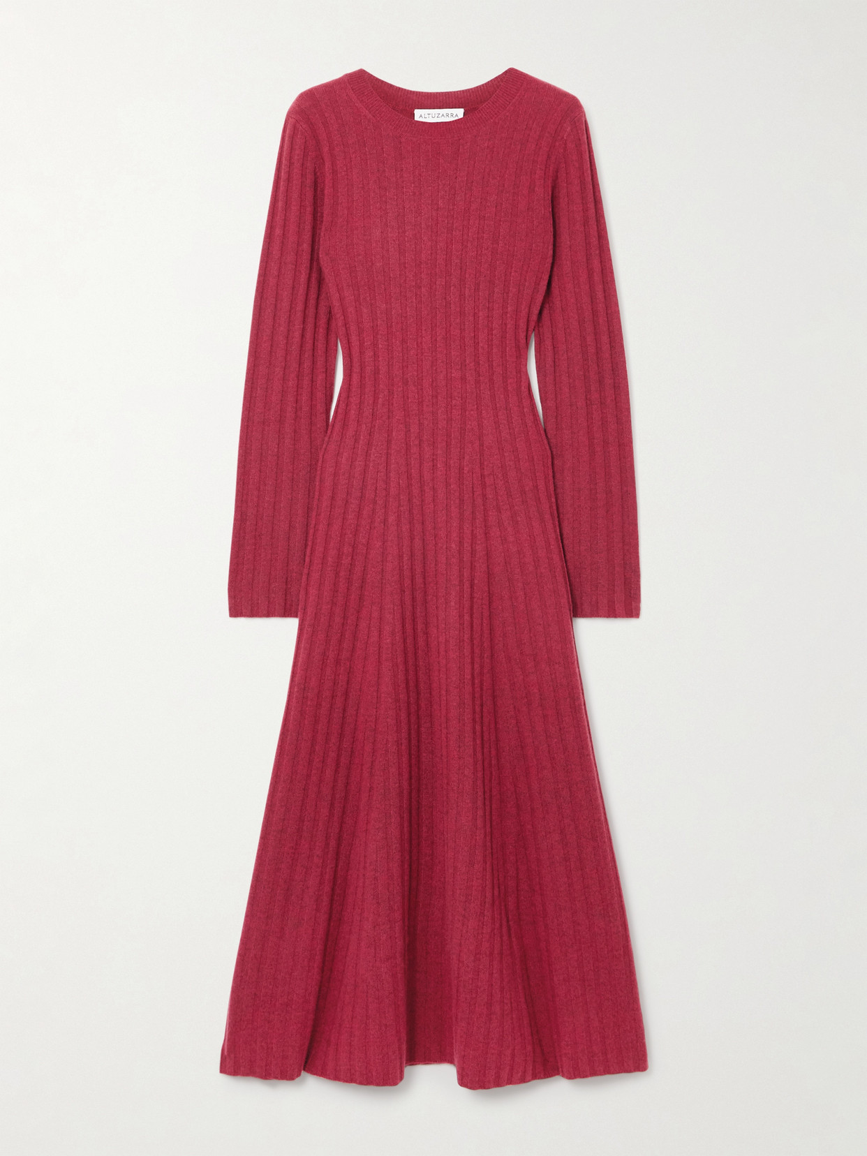 Altuzarra Gia Ribbed Wool And Cashmere-blend Maxi Dress In Burgundy