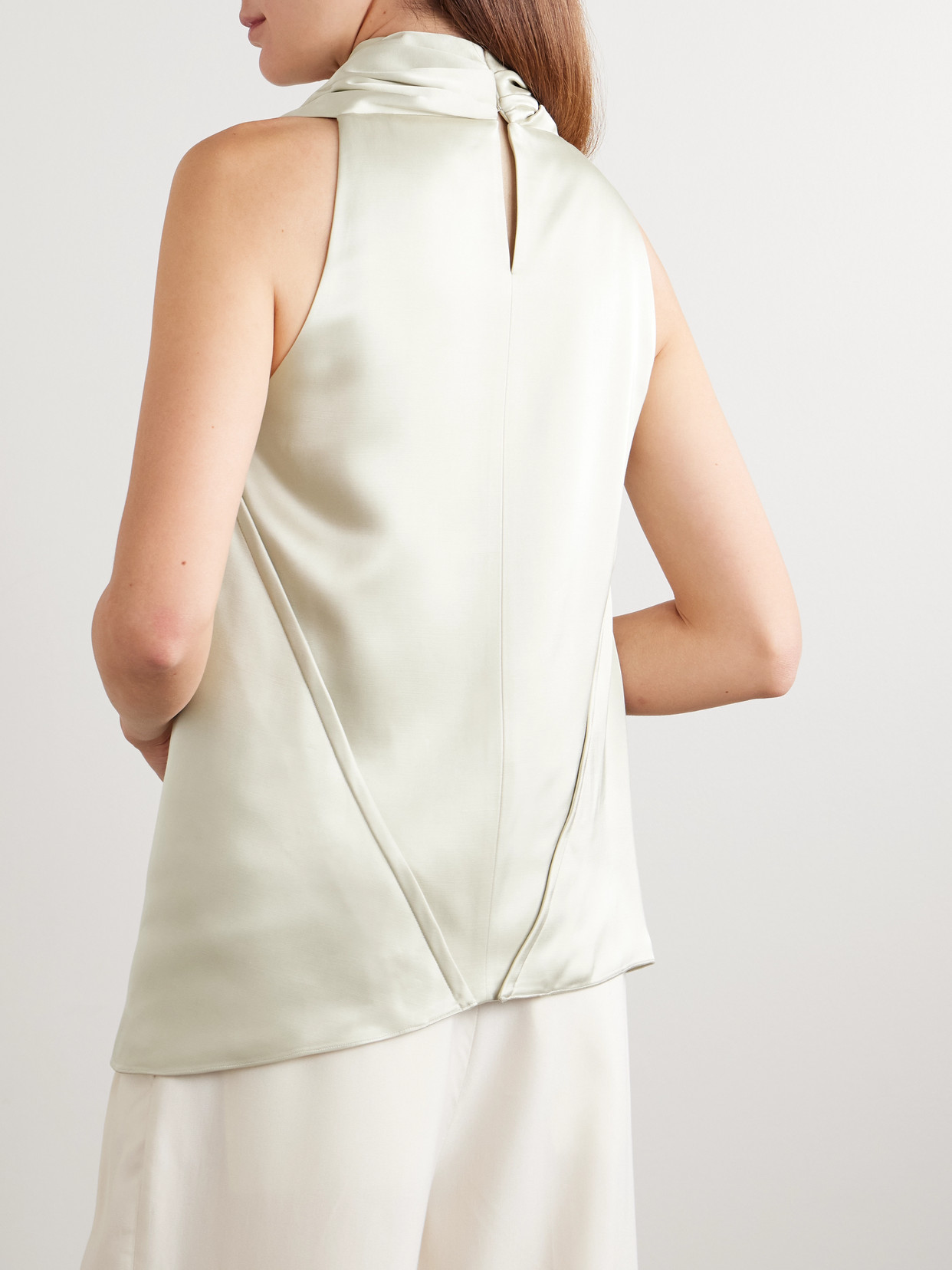 Sleary Draped Silk-Satin Top