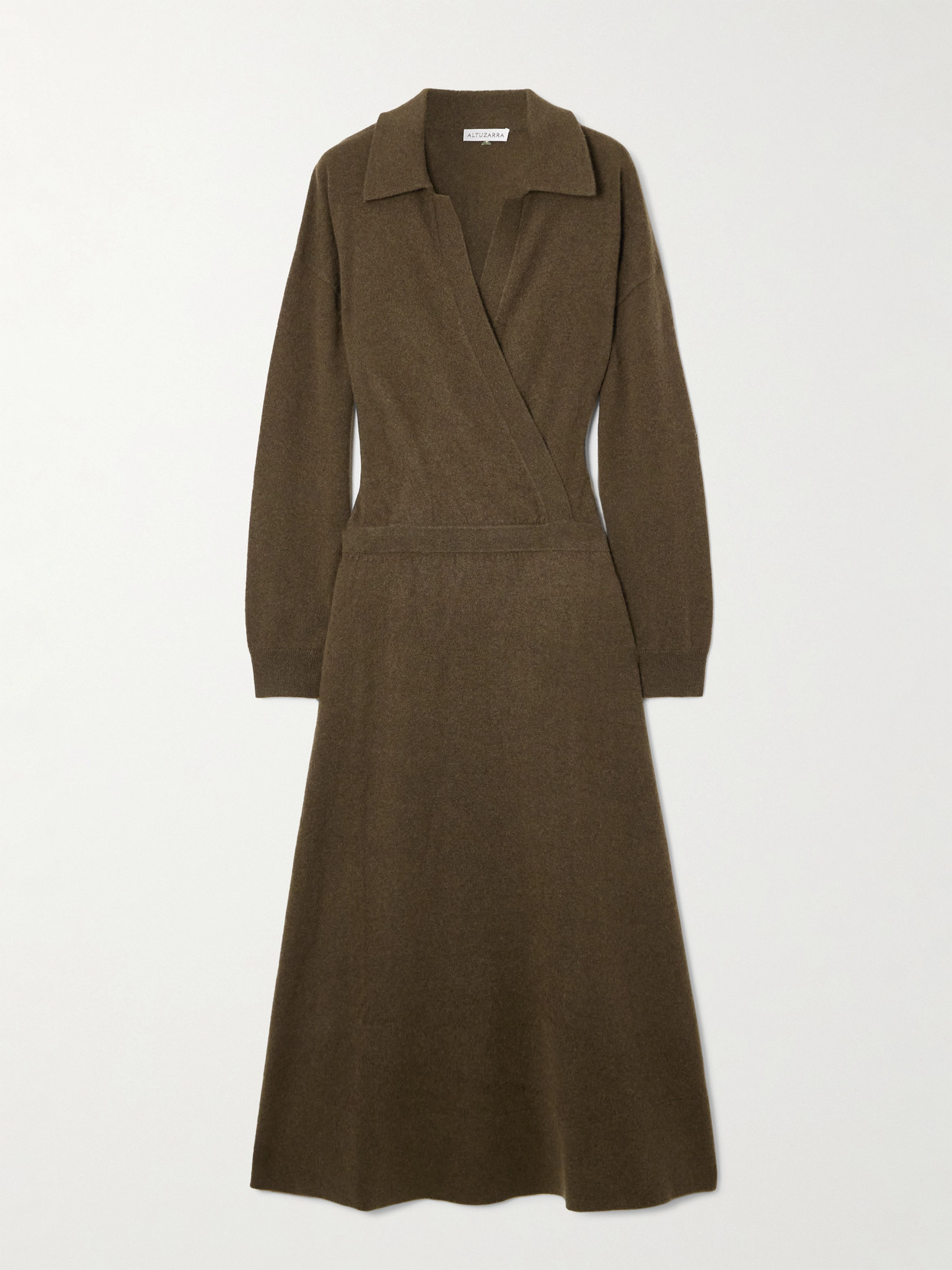 Altuzarra Madleen Wrap-effect Cashmere Midi Dress In Green