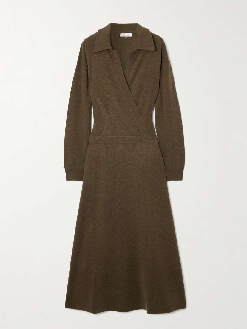 Altuzarra Madleen Wrap-effect Cashmere Midi Dress