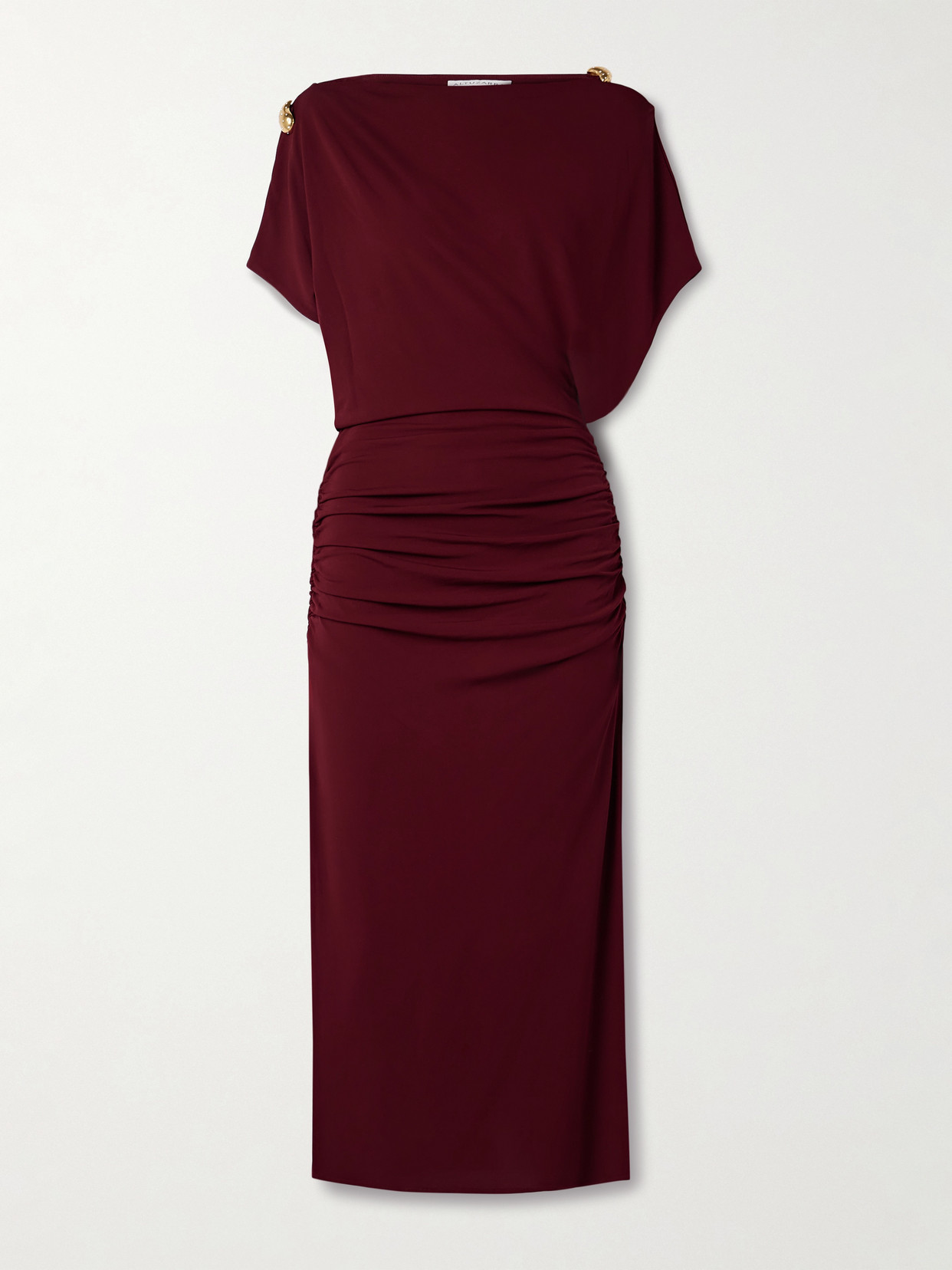 Altuzarra - Brina Embellished Ruched Jersey Maxi Dres - Burgundy