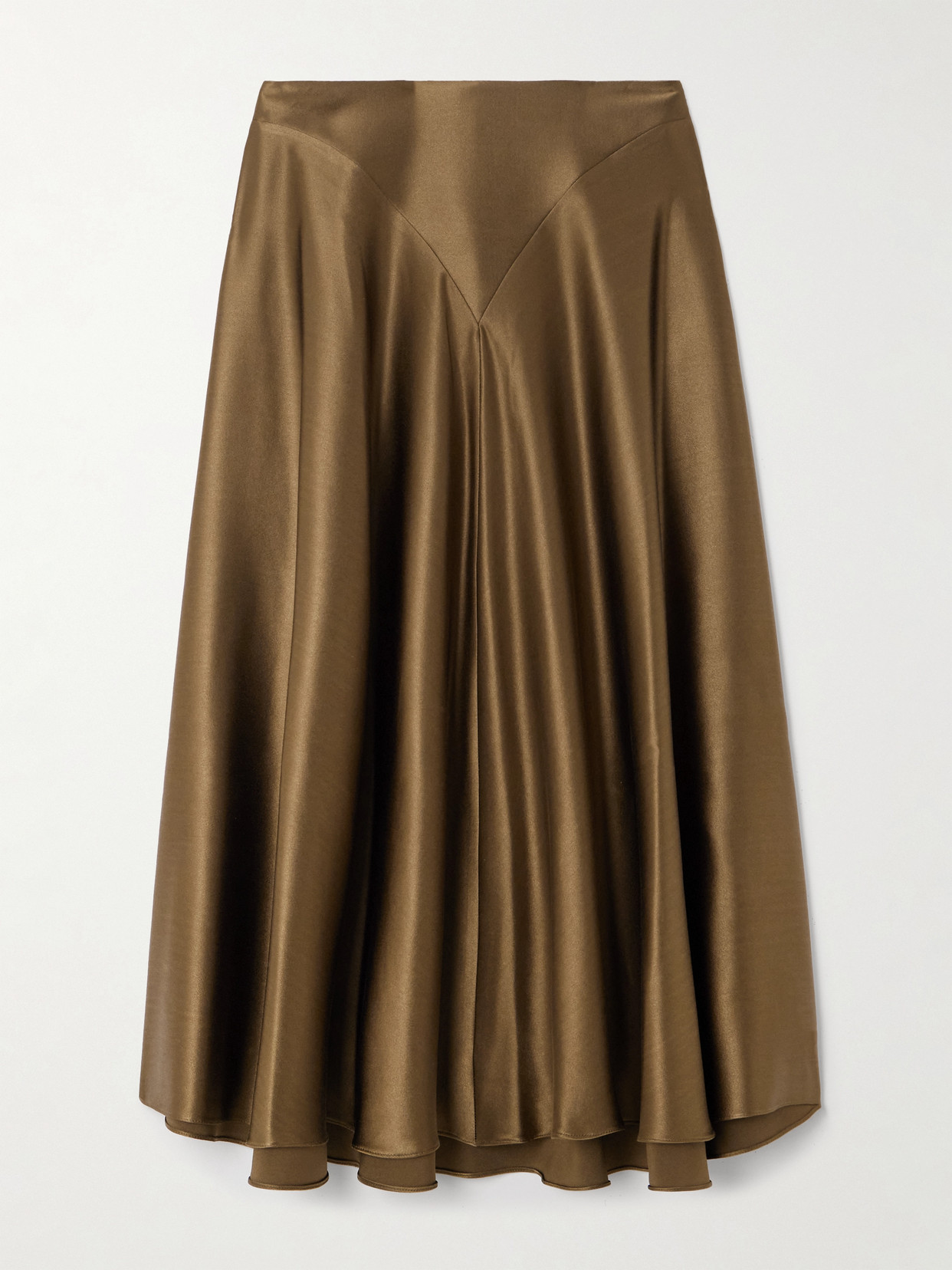 Altuzarra Ames Silk-satin Midi Skirt In Green
