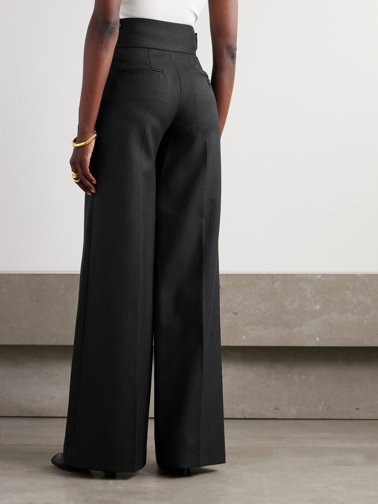 Altuzarra Rudy Pinstriped Woven Wide-leg Pants In Black