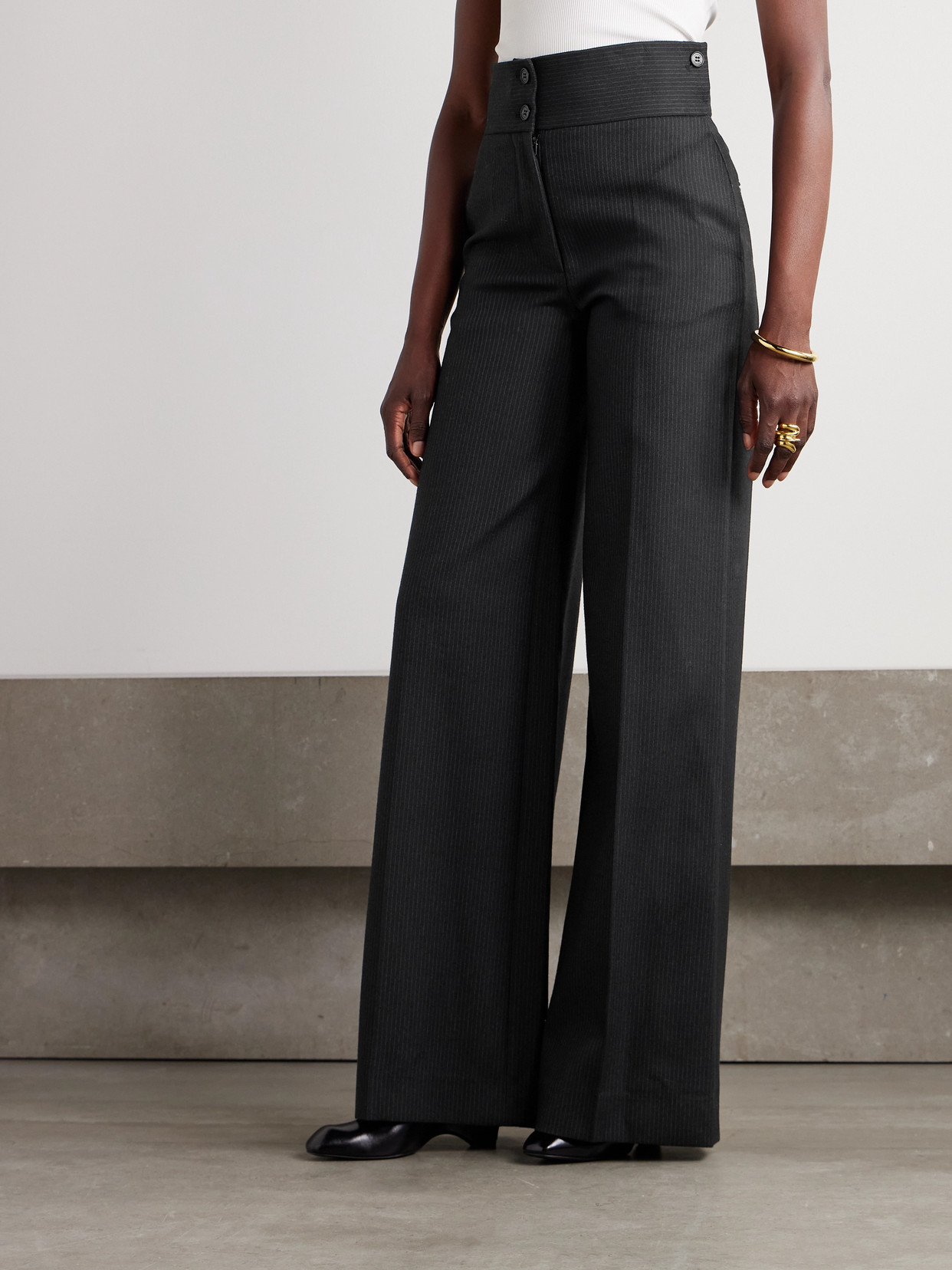 Altuzarra Rudy Pinstriped Woven Wide-leg Pants In Black