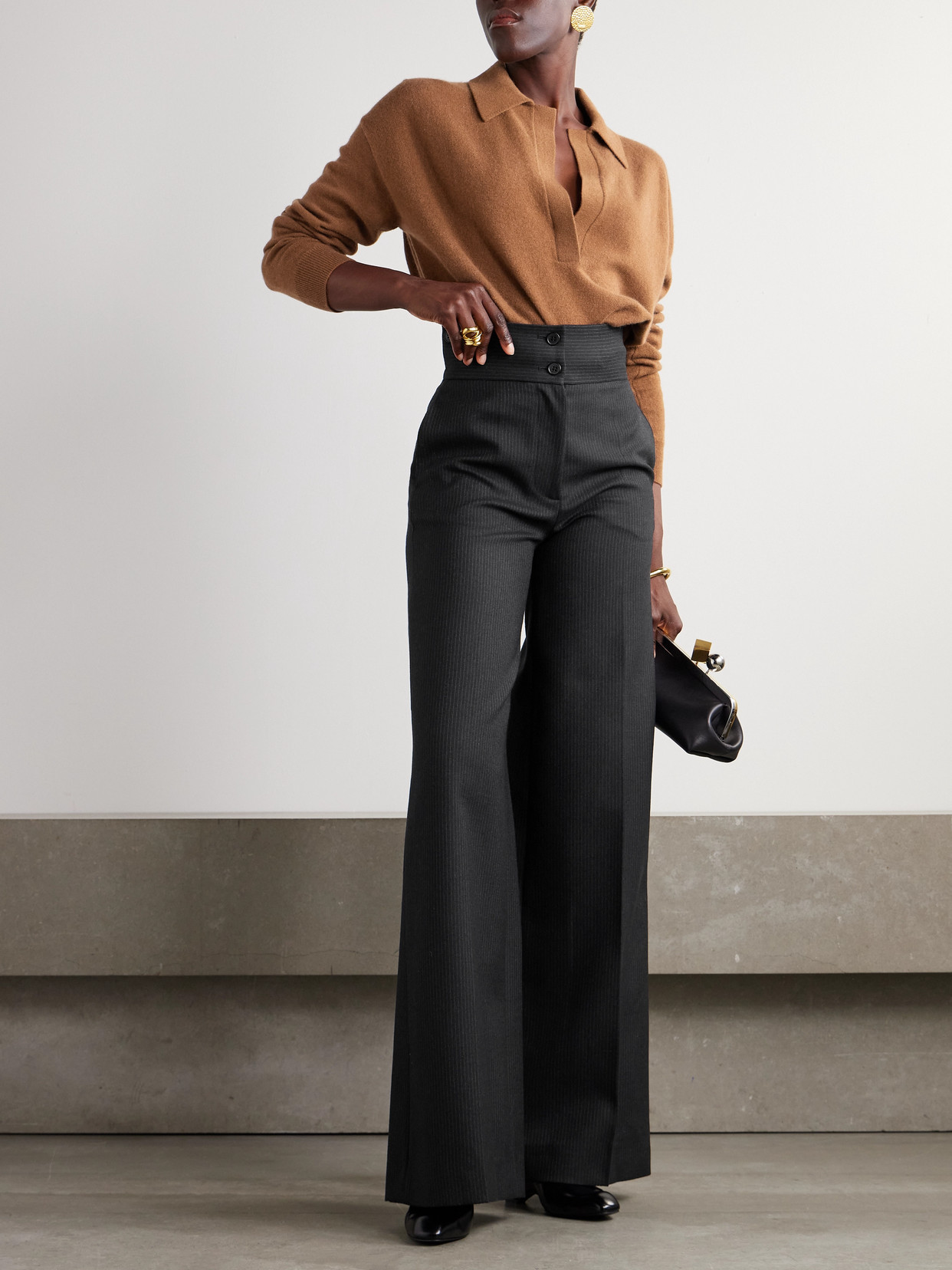 Altuzarra Rudy Pinstriped Woven Wide-leg Pants In Black