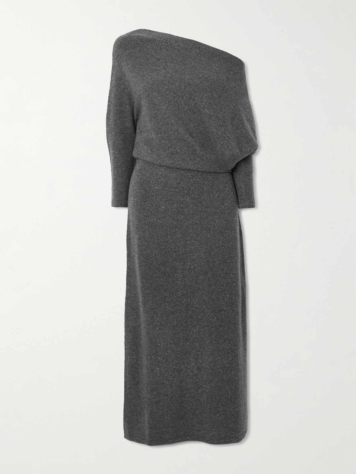 Altuzarra Kasos Off-the-shoulder Draped Brushed-cashmere Midi Dress In Gray